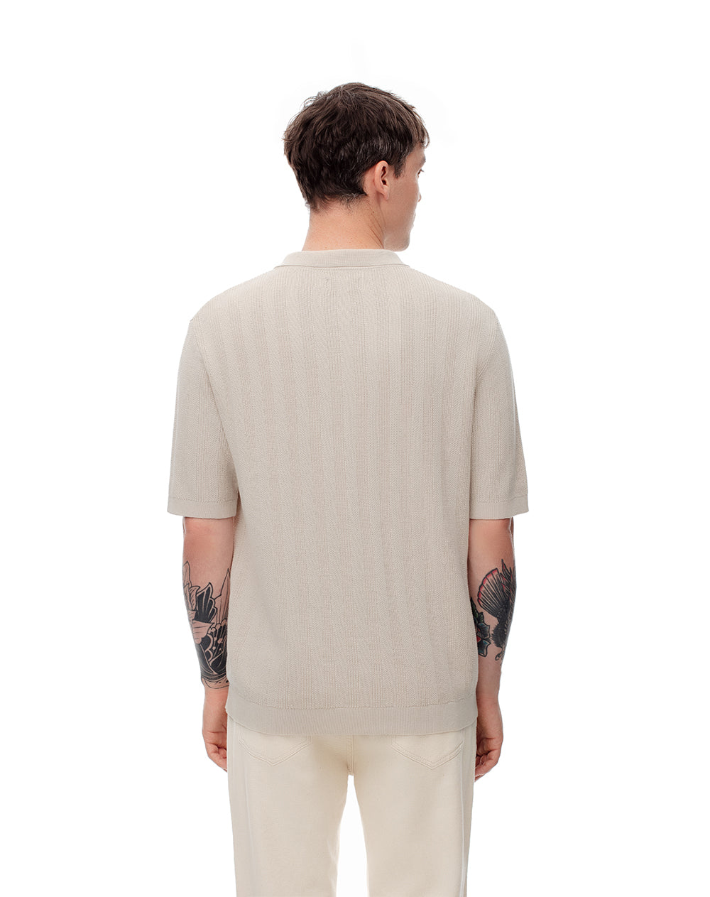 Polo regular tejido de punto algodón arena hombre