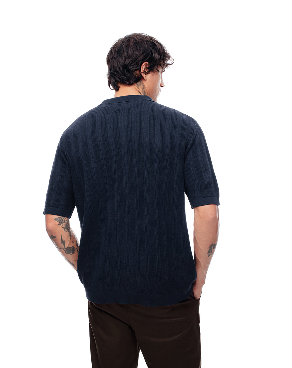 Polo regular tejido de punto algodón azul hombre