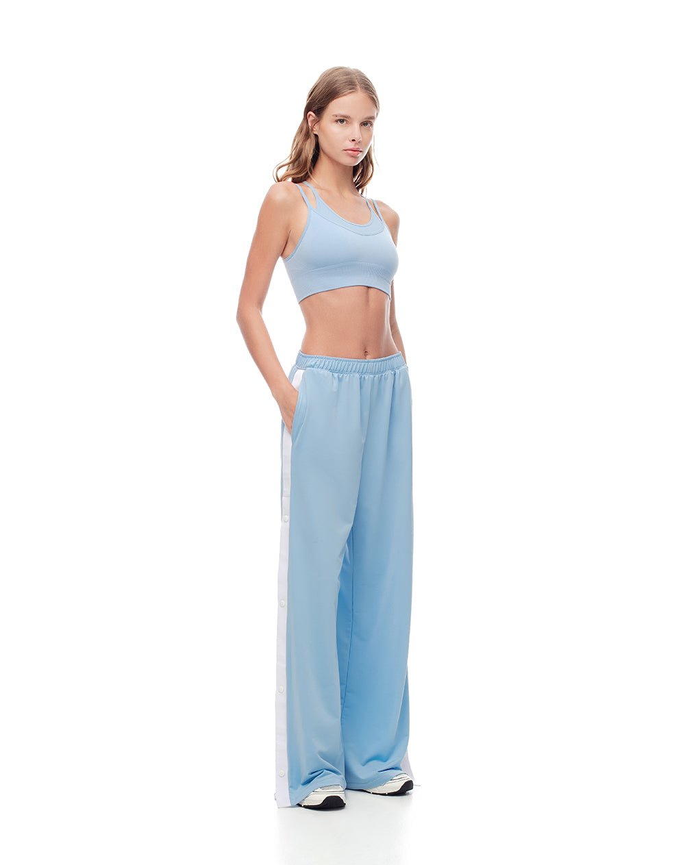 Pantalón deportivo broches azul mujer