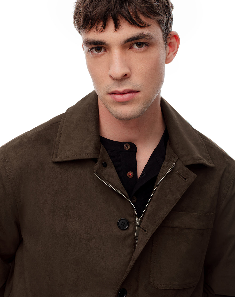 Chaqueta regular chocolate hombre