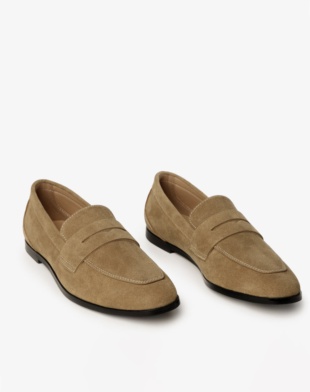 Mocasines tipo gamuza taupe mujer