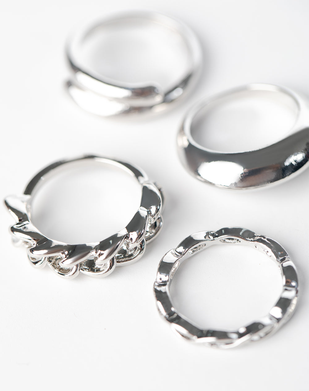 Set anillos x6unds plateados