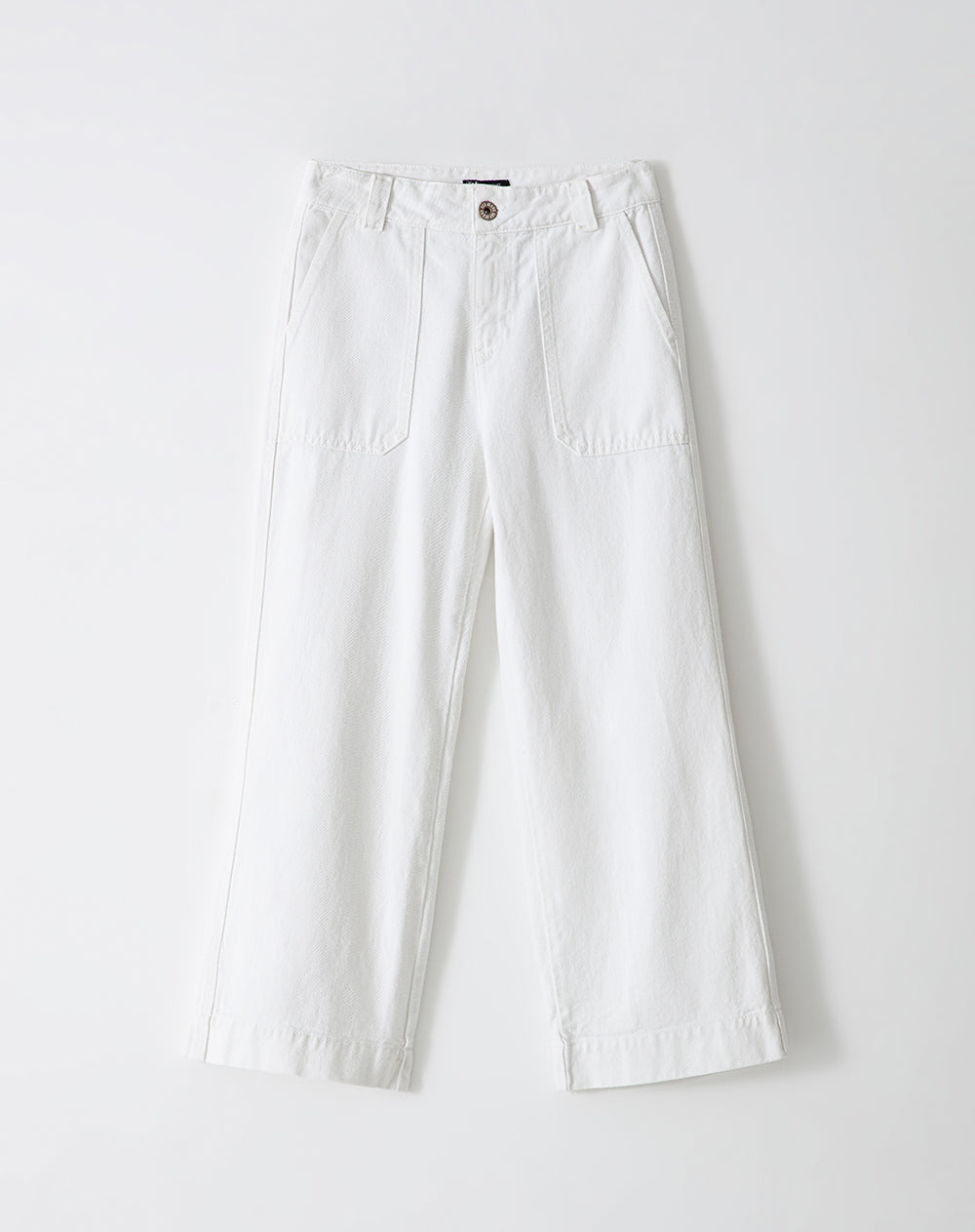 Jean culotte tiro medio blanco mujer
