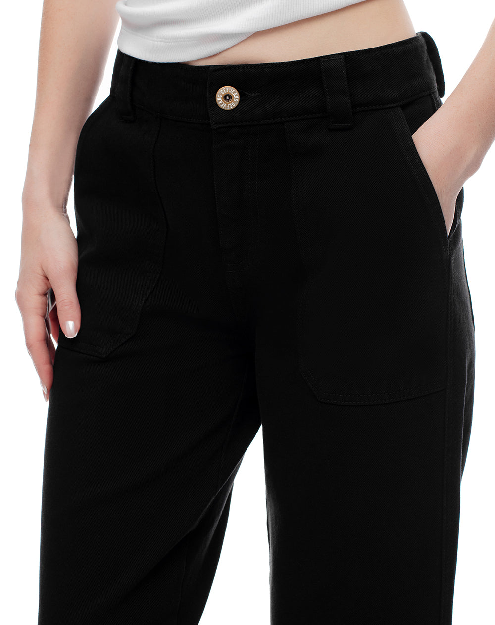 Jean culotte tiro medio negro mujer