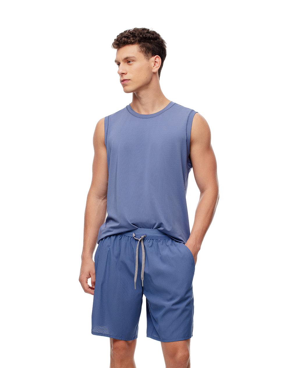 Pantaloneta deportiva secado rápido azul para hombre