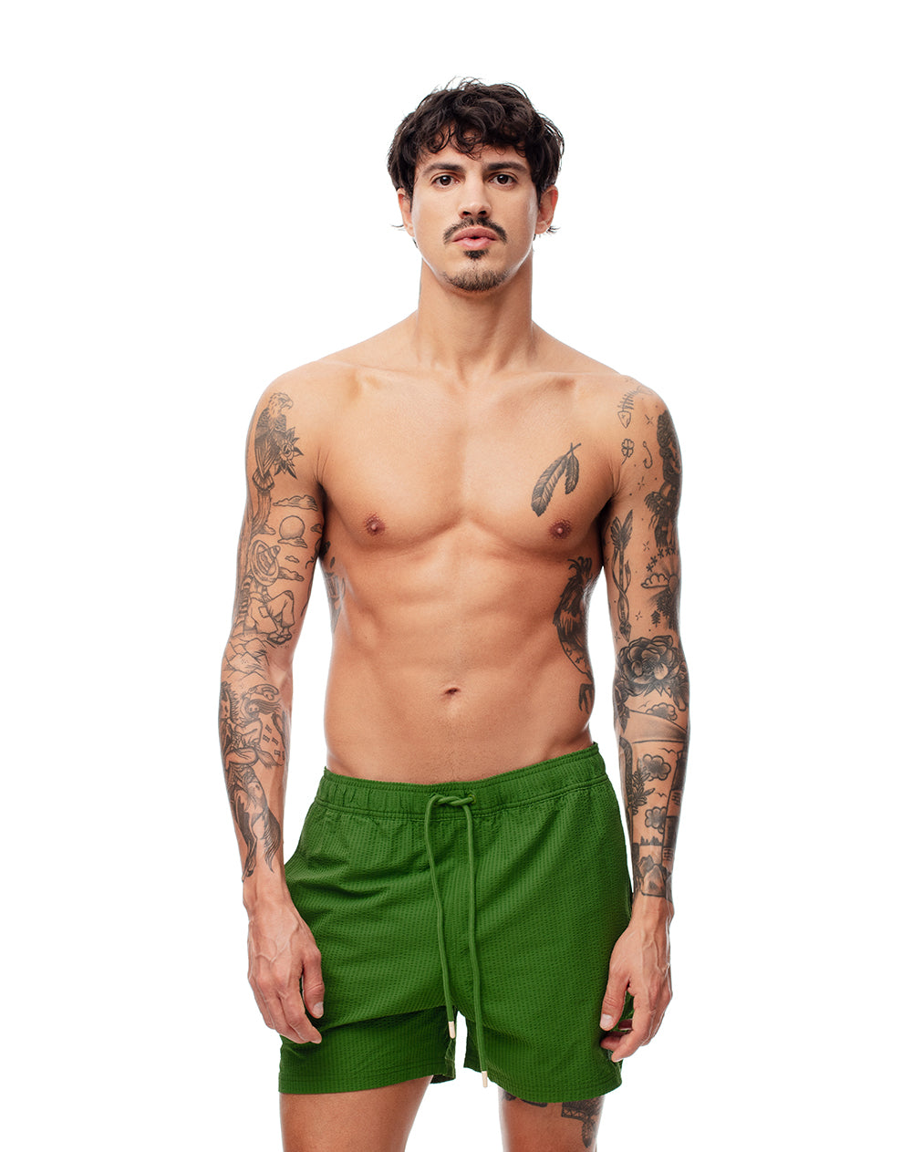 Pantaloneta de baño verde hombre