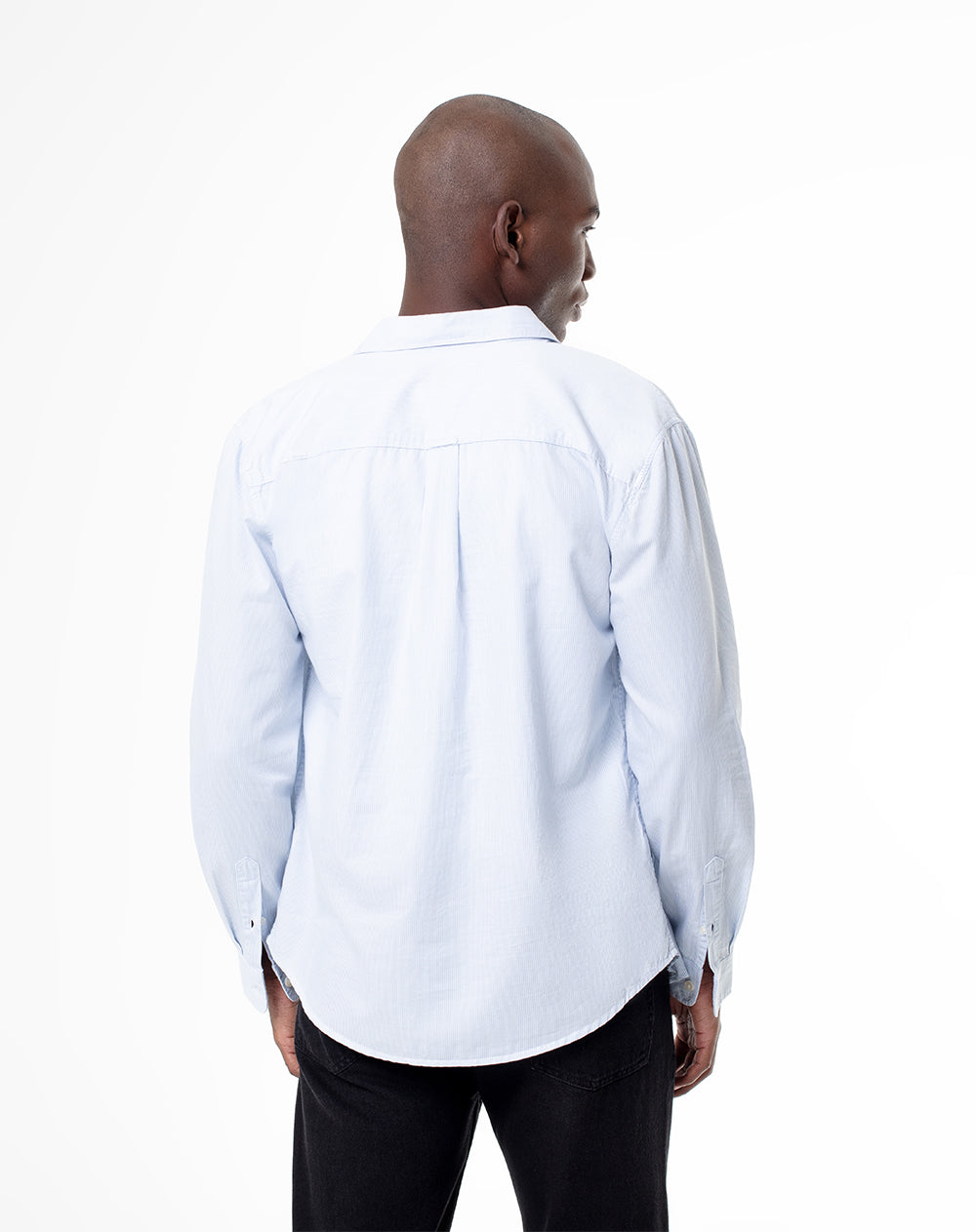 Camisa manga larga regular algodón rayas hombre