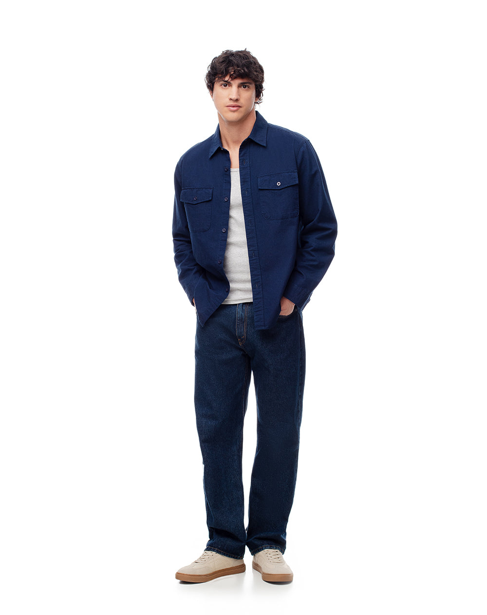 Jean recto 100% algodón índigo oscuro hombre