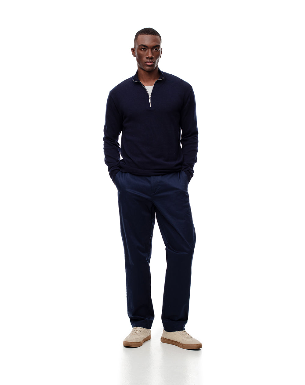 Pantalón chino 98% algodón azul hombre