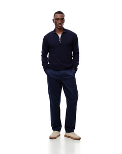 Pantalón chino algodón azul hombre