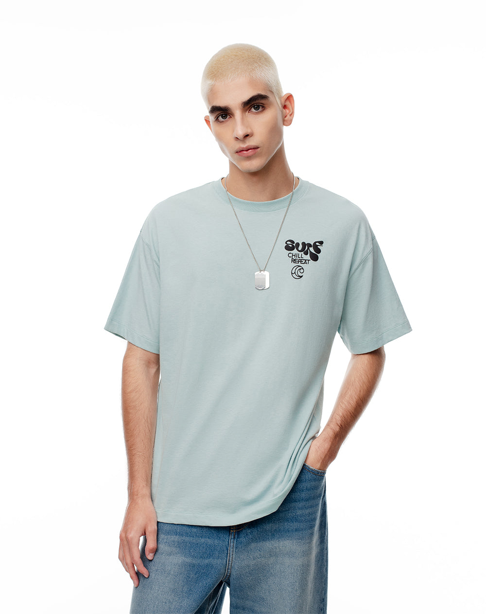 Camiseta regular fit manga corta azul