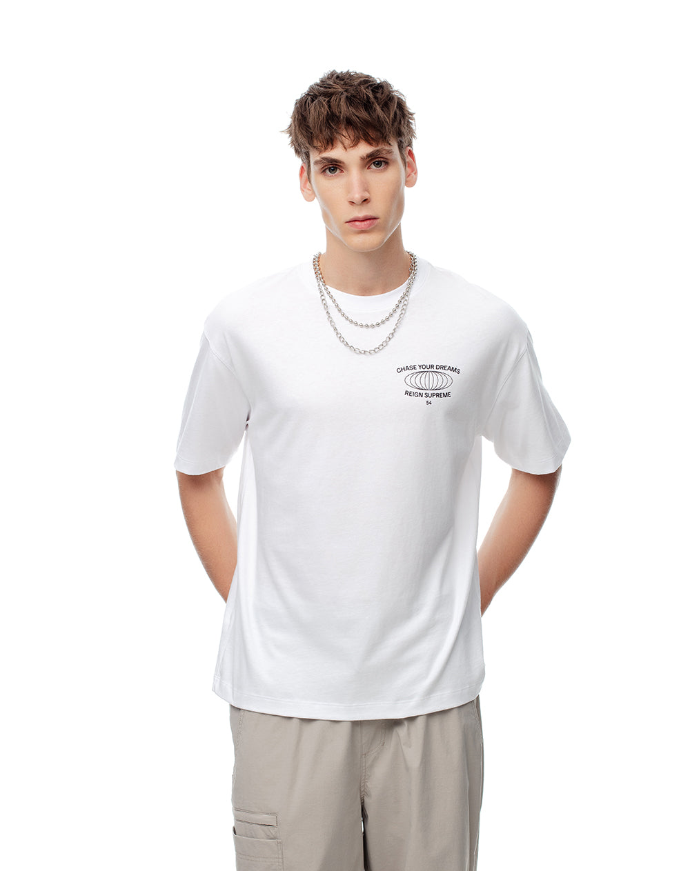 Camiseta regular algodón estampada hombre