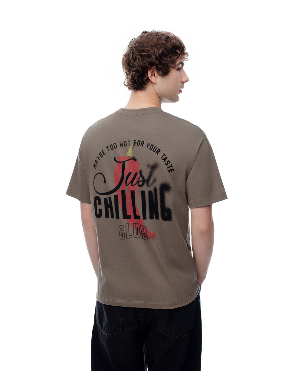 Camiseta regular fit manga corta café