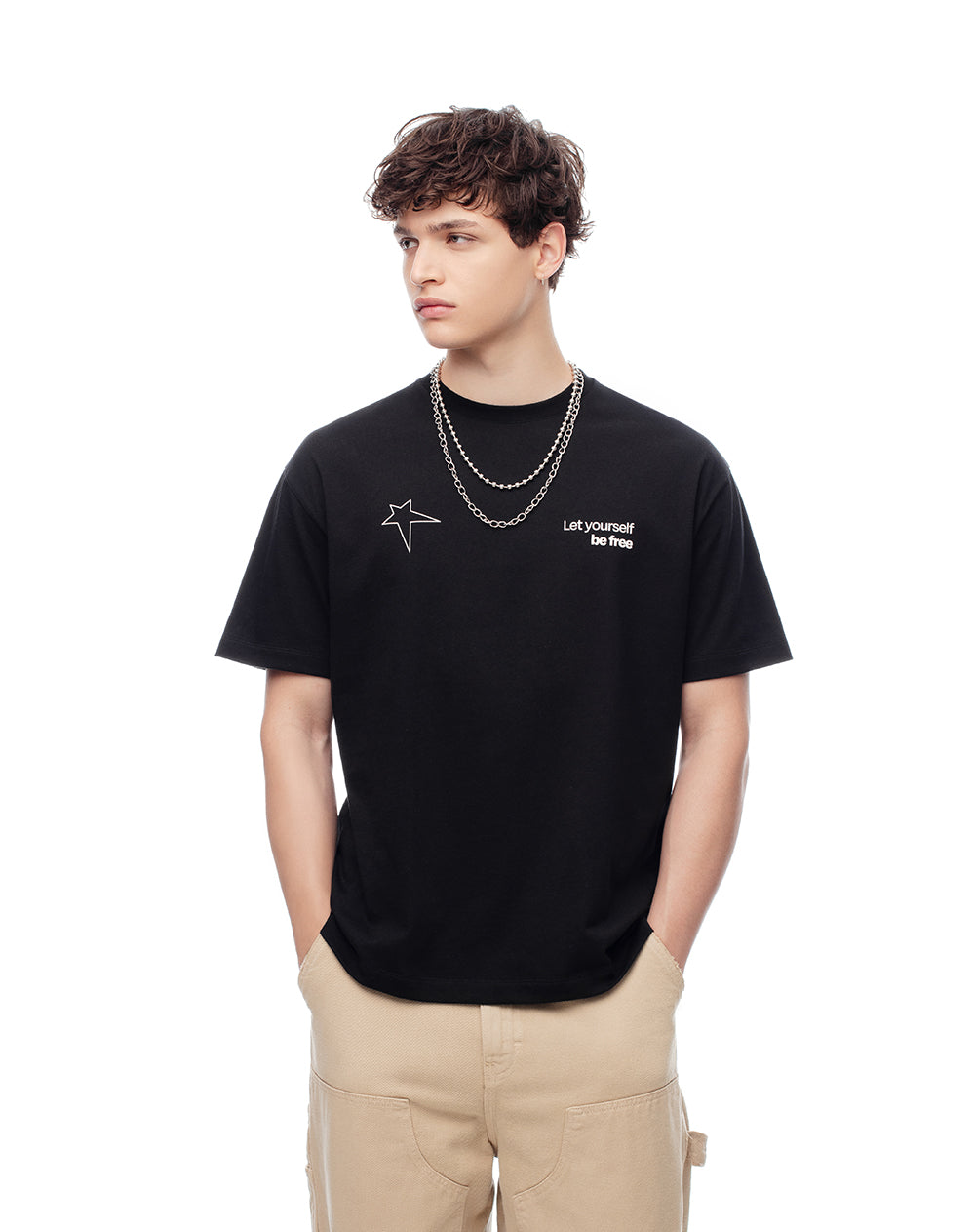 Camiseta regular algodón estampada hombre