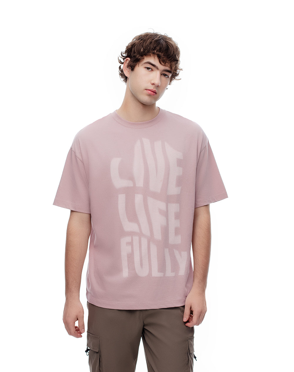 Camiseta regular algodón palo rosa estampada hombre