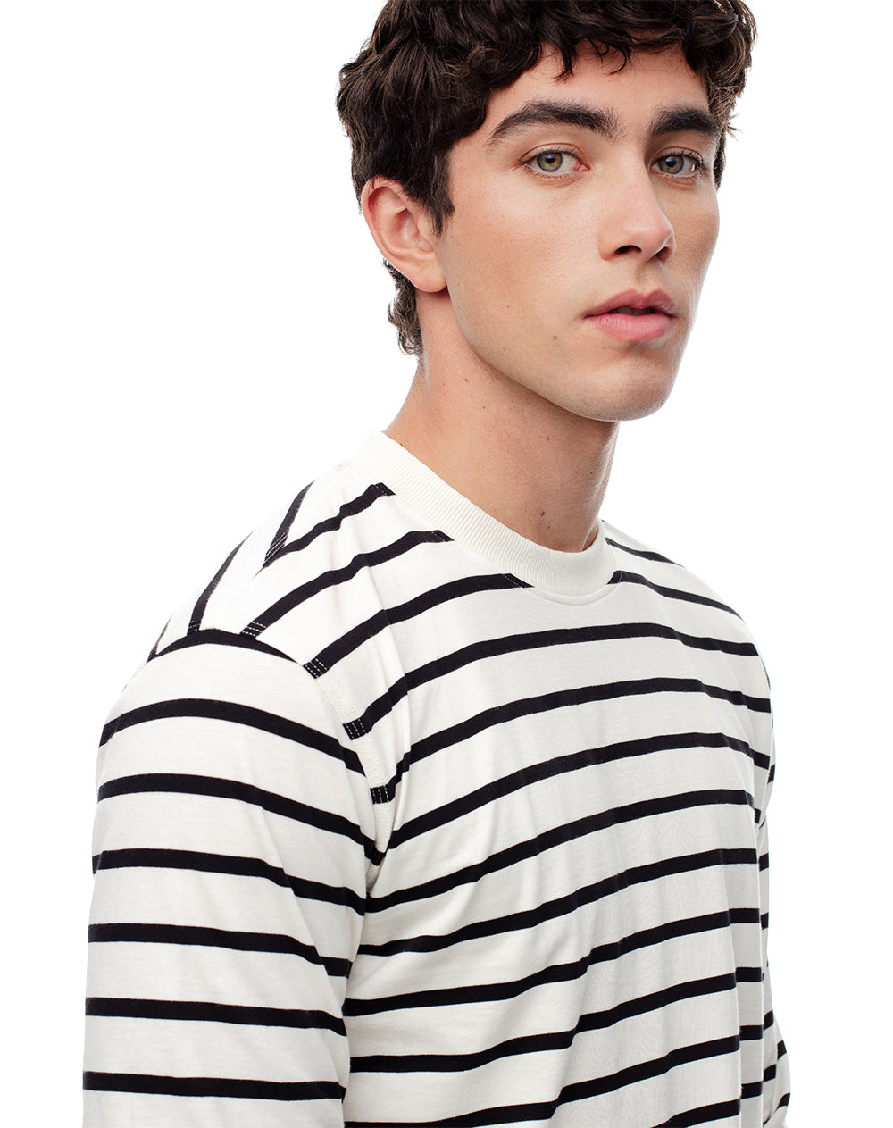 Camibuzo regular algodón crudo rayas hombre