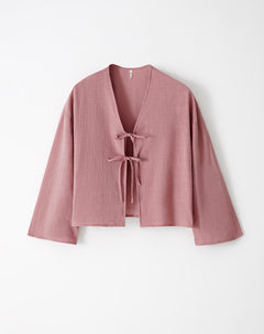 Camisa oversize anudada malva mujer