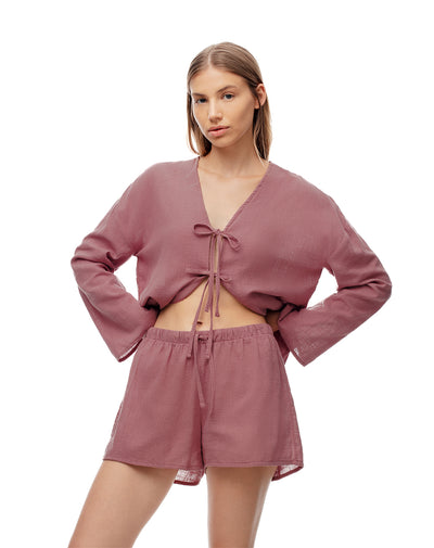 Short algodón malva mujer
