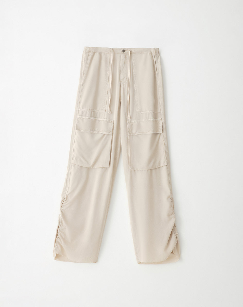 Pantalón cargo tiro medio algodón taupe mujer
