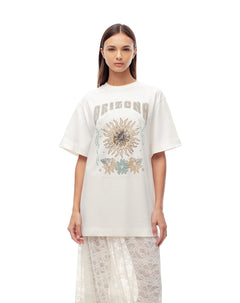 Camiseta oversize algodón cruda estampada mujer