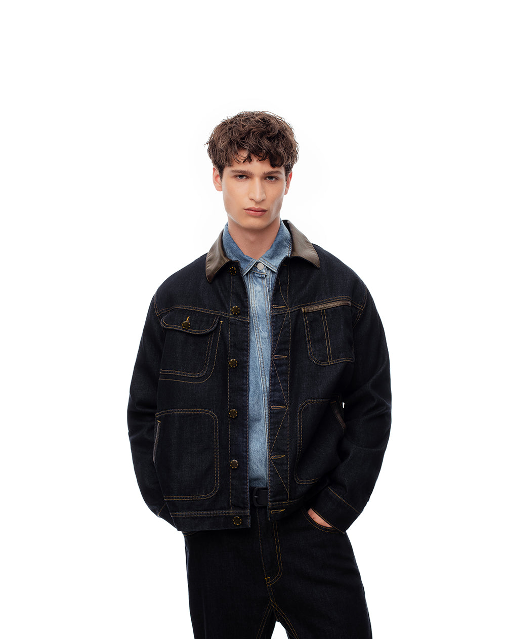 Chaqueta regular fit índigo oscuro