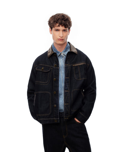 Chaqueta denim regular índigo oscuro hombre