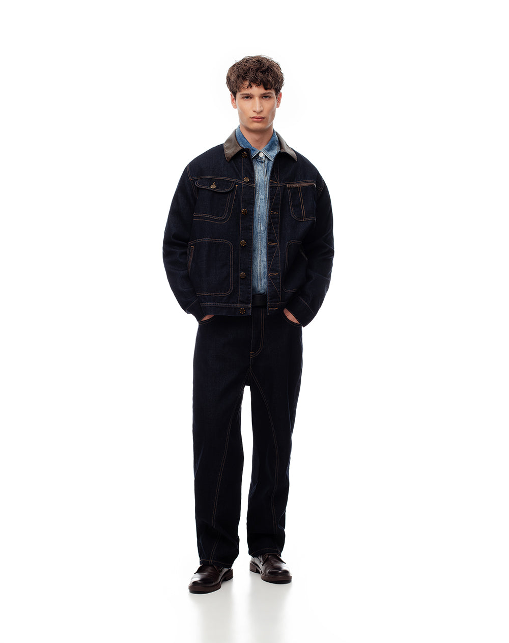 Chaqueta denim regular índigo oscuro hombre