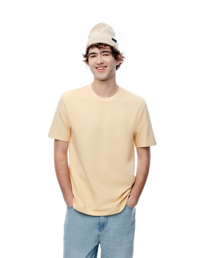 Camiseta regular algodón amarilla hombre