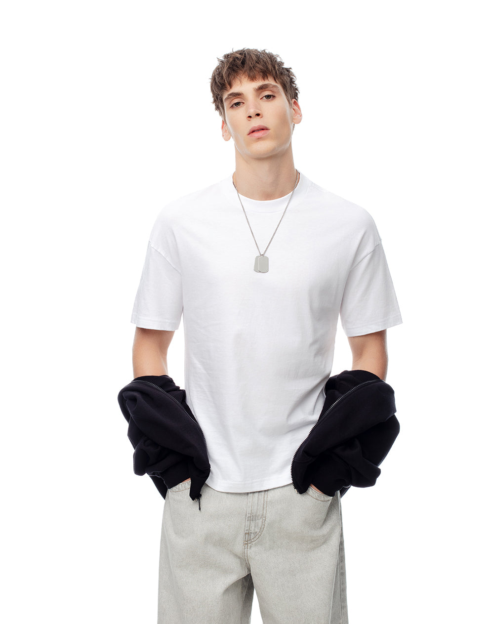 Camiseta oversize algodón vainilla hombre