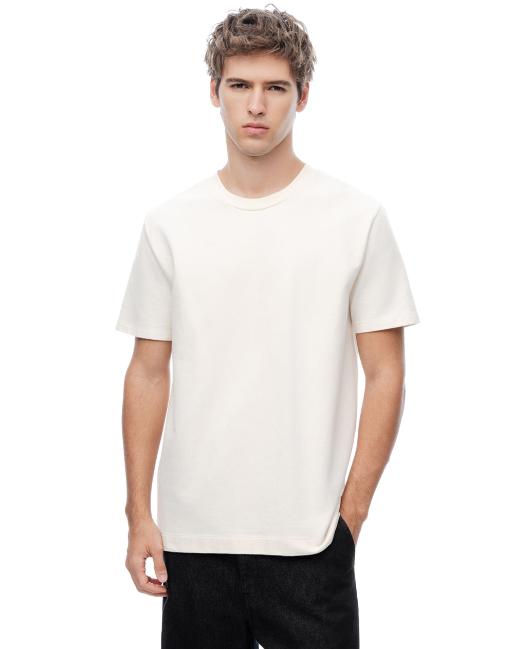Camiseta oversize algodón vainilla hombre