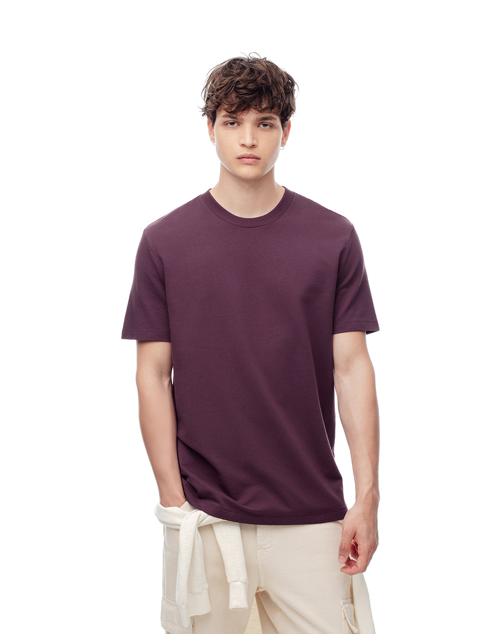 Camiseta oversize algodón vinotinto hombre