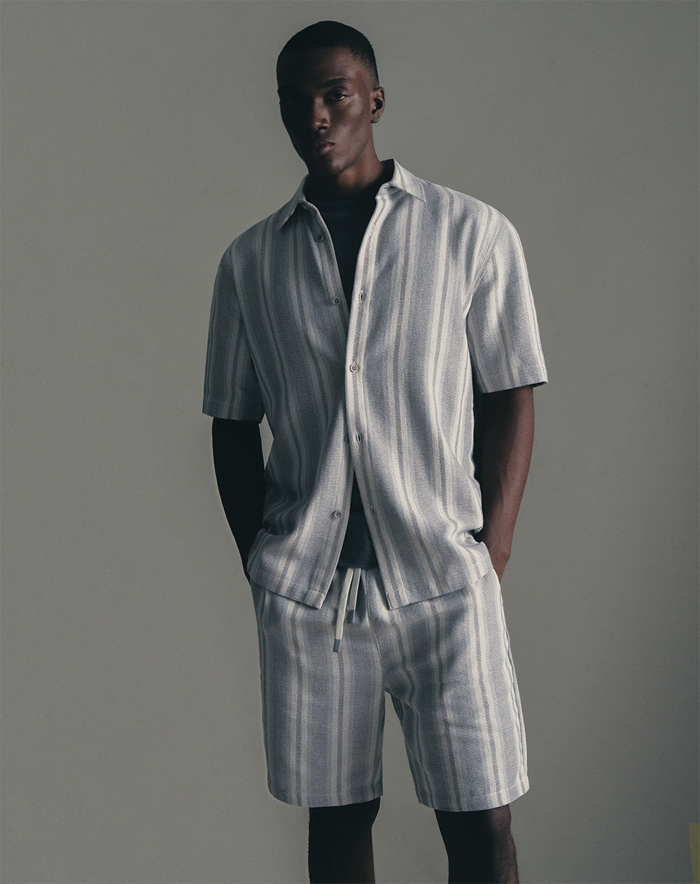 Bermuda regular algodón rayas hombre