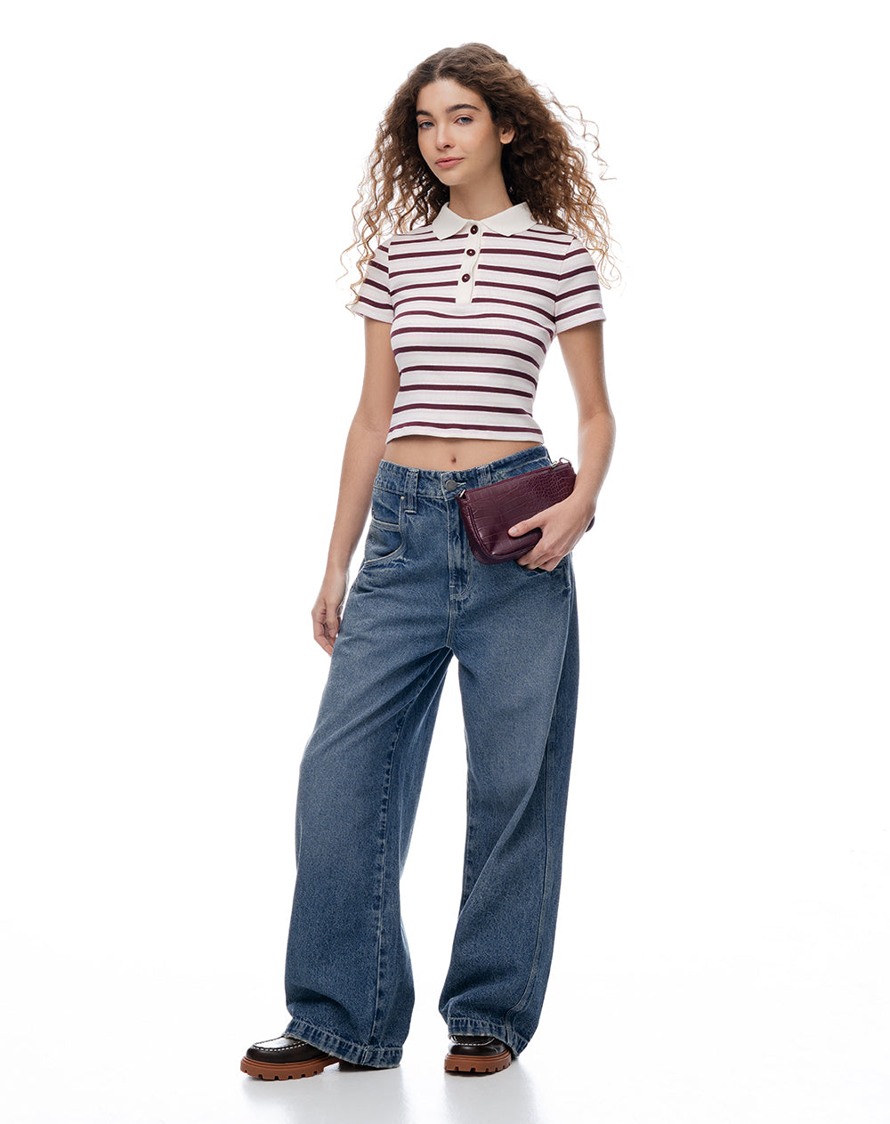 Jean loose tiro medio índigo medio mujer