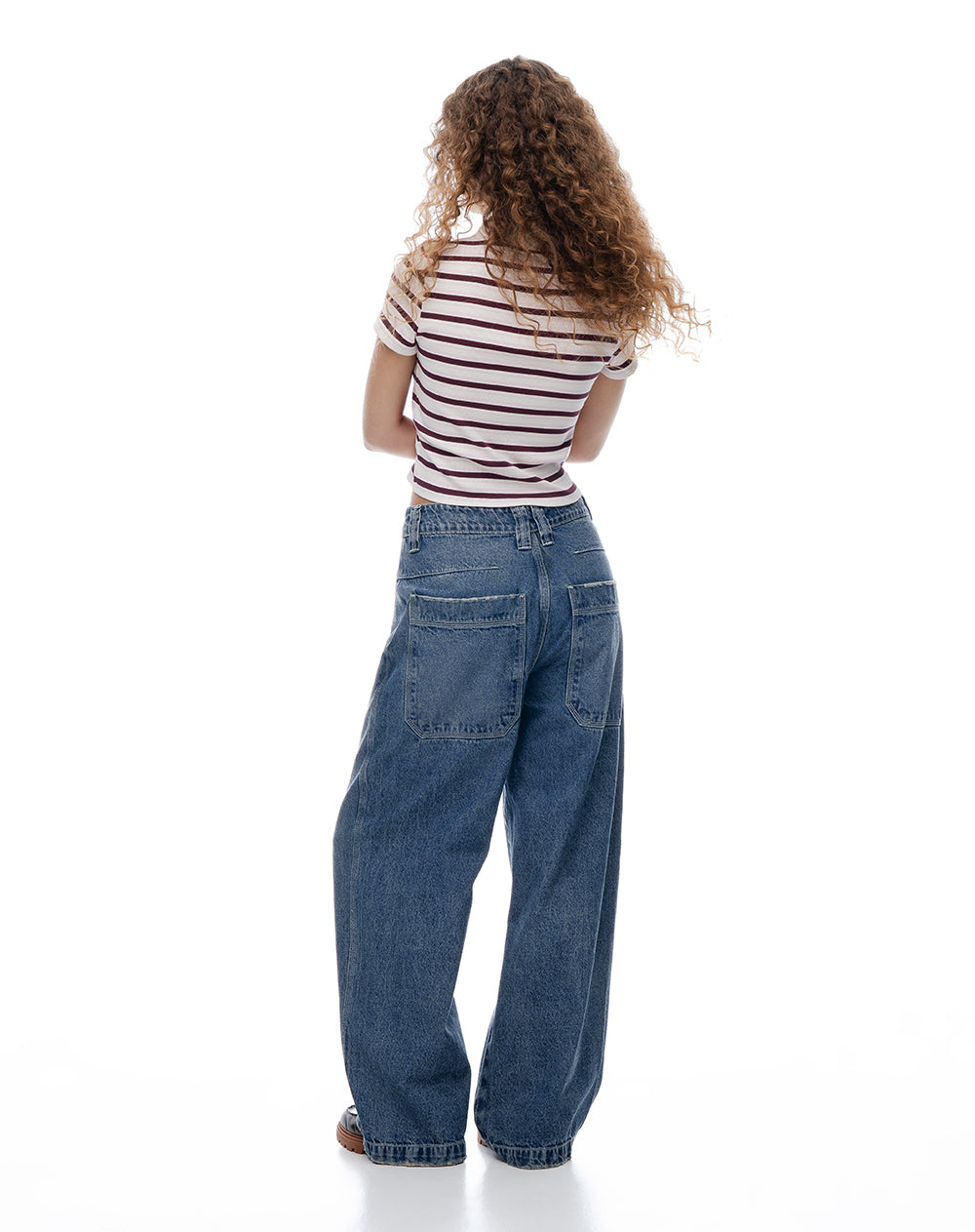 Jean loose tiro medio índigo medio mujer
