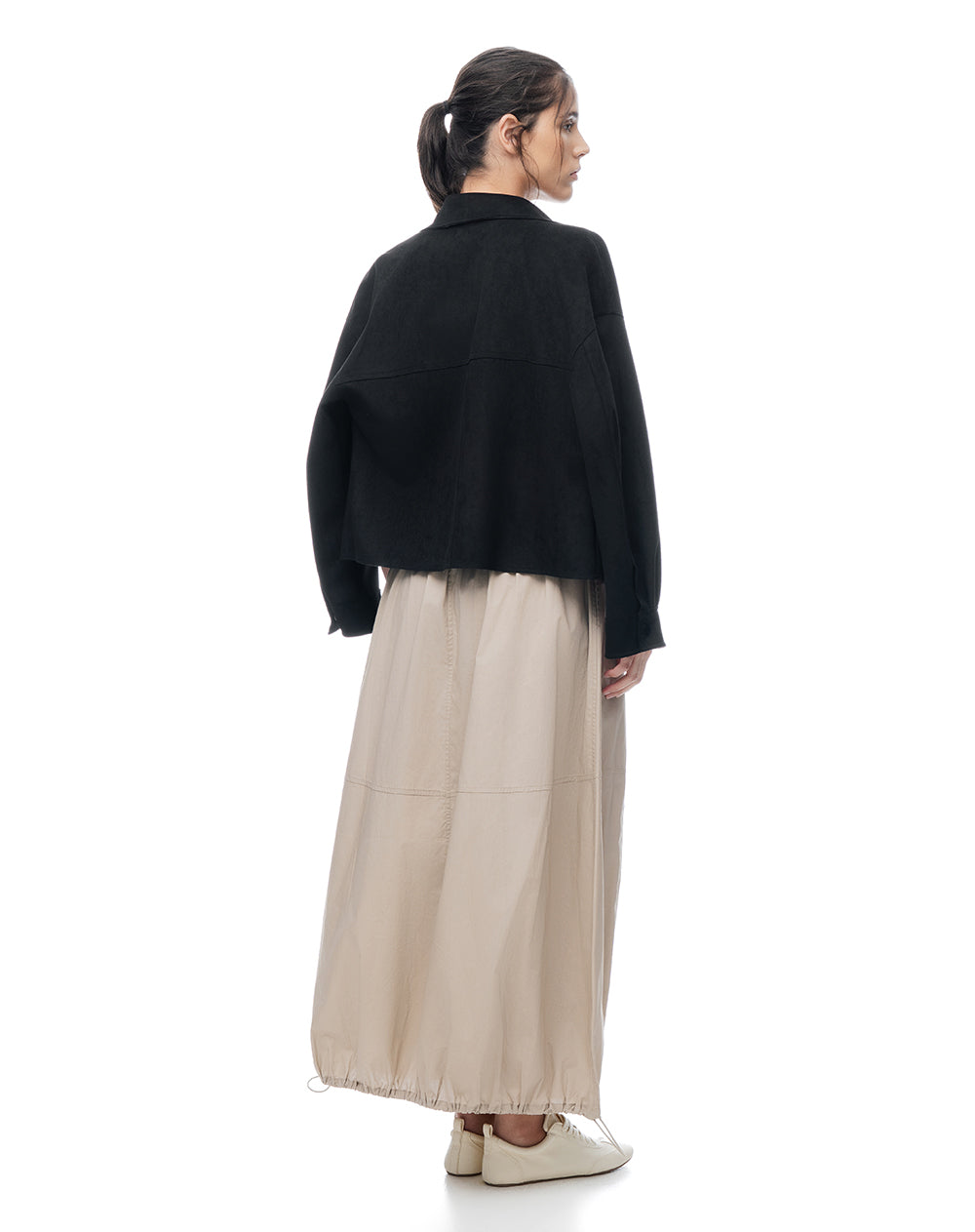 Falda larga tiro medio arena mujer