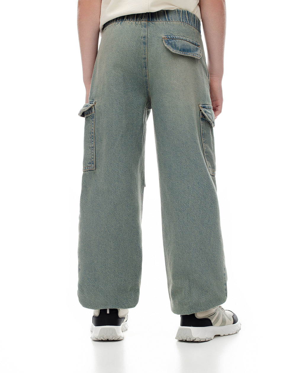 Jean tipo jogger cargo índigo medio niño