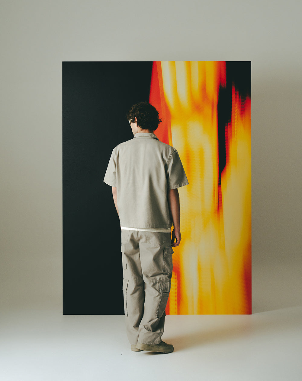 Camisa manga corta regular algodón caqui hombre