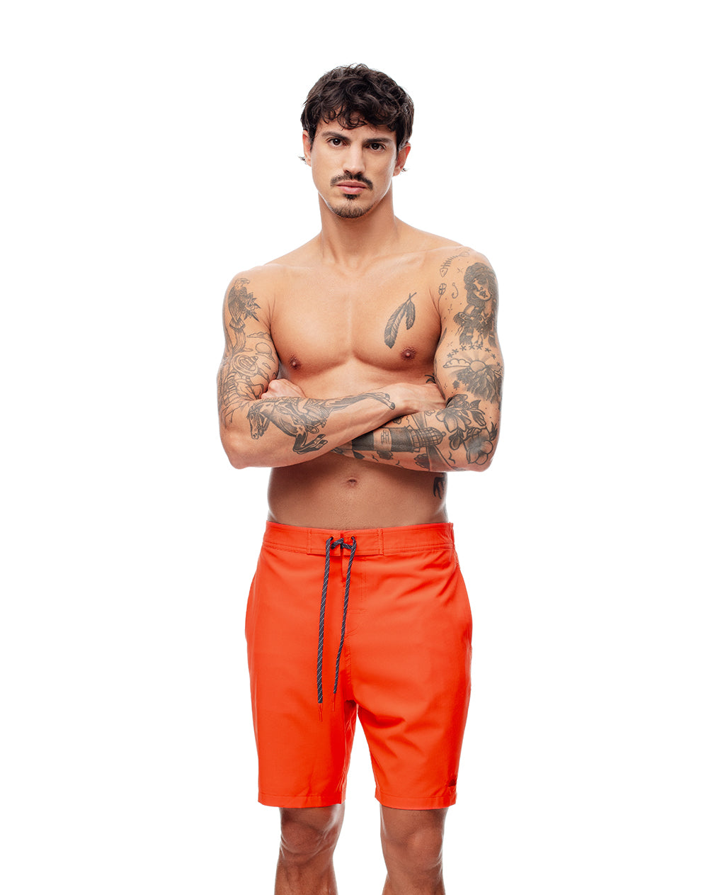 Pantaloneta de baño naranja hombre