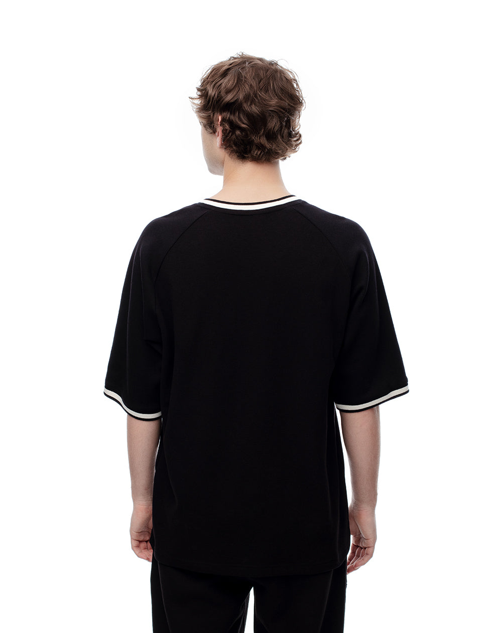 Camiseta regular algodón negra bordada hombre