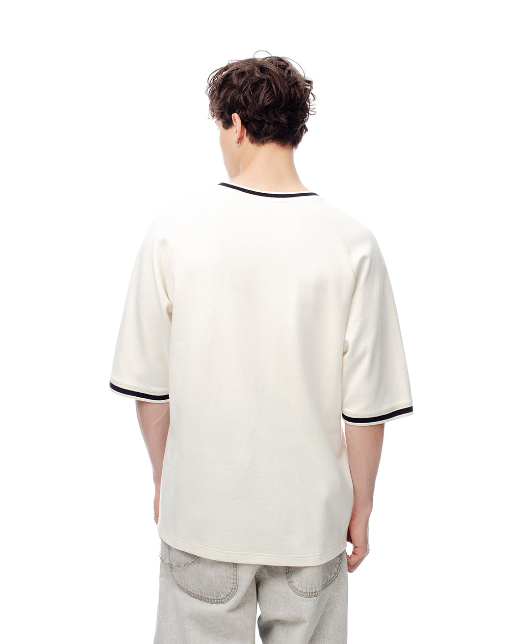 Camiseta regular algodón vainilla bordada hombre