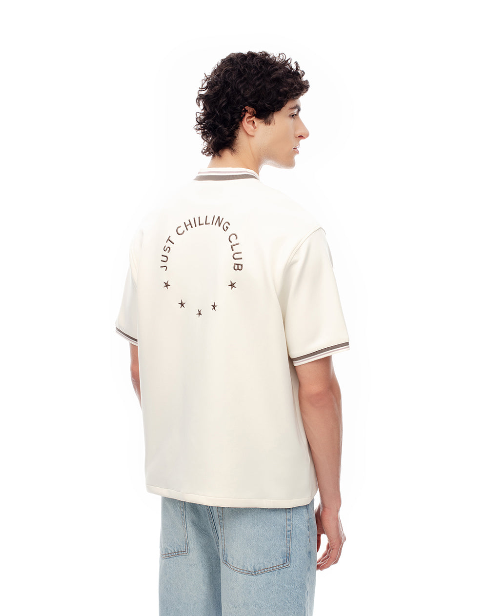 Camisa manga corta beisbolera vainilla hombre