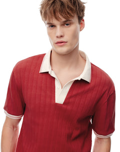 Polo regular tejido de punto roja hombre