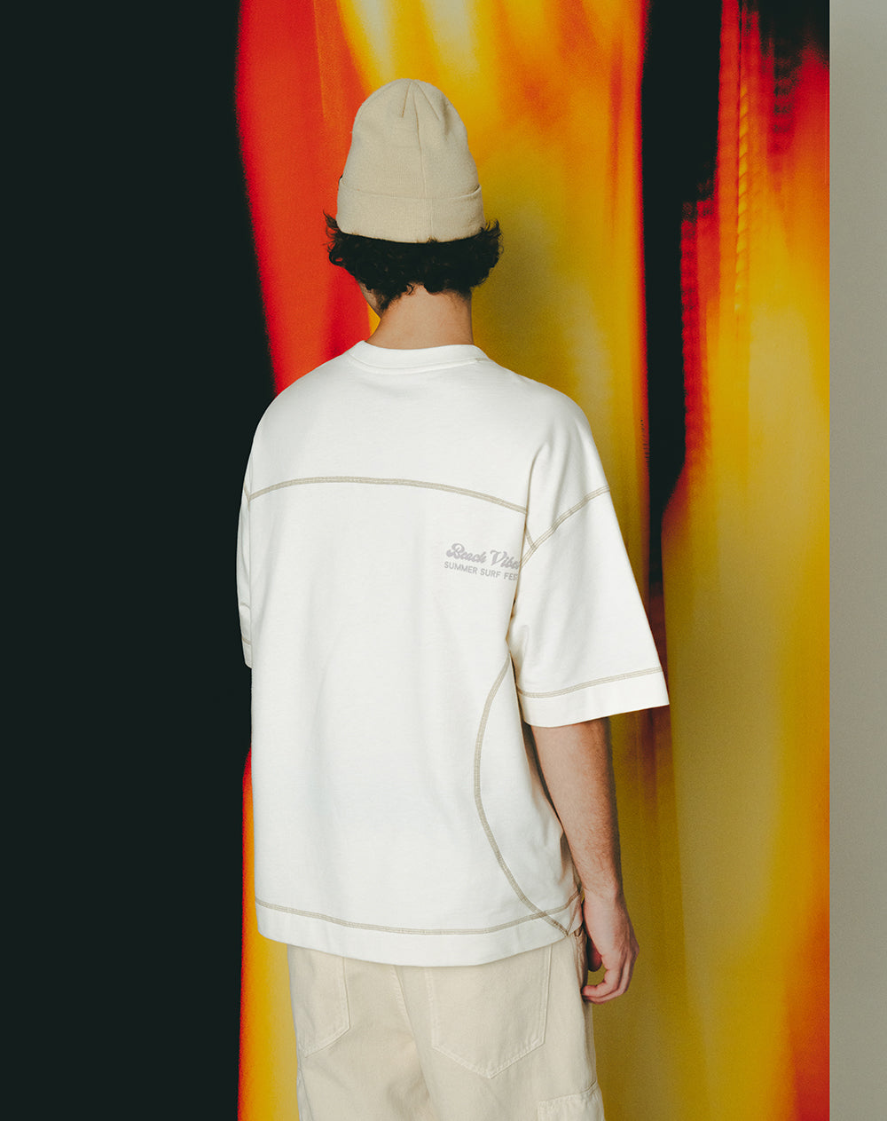 Camiseta oversize algodón vainilla hombre