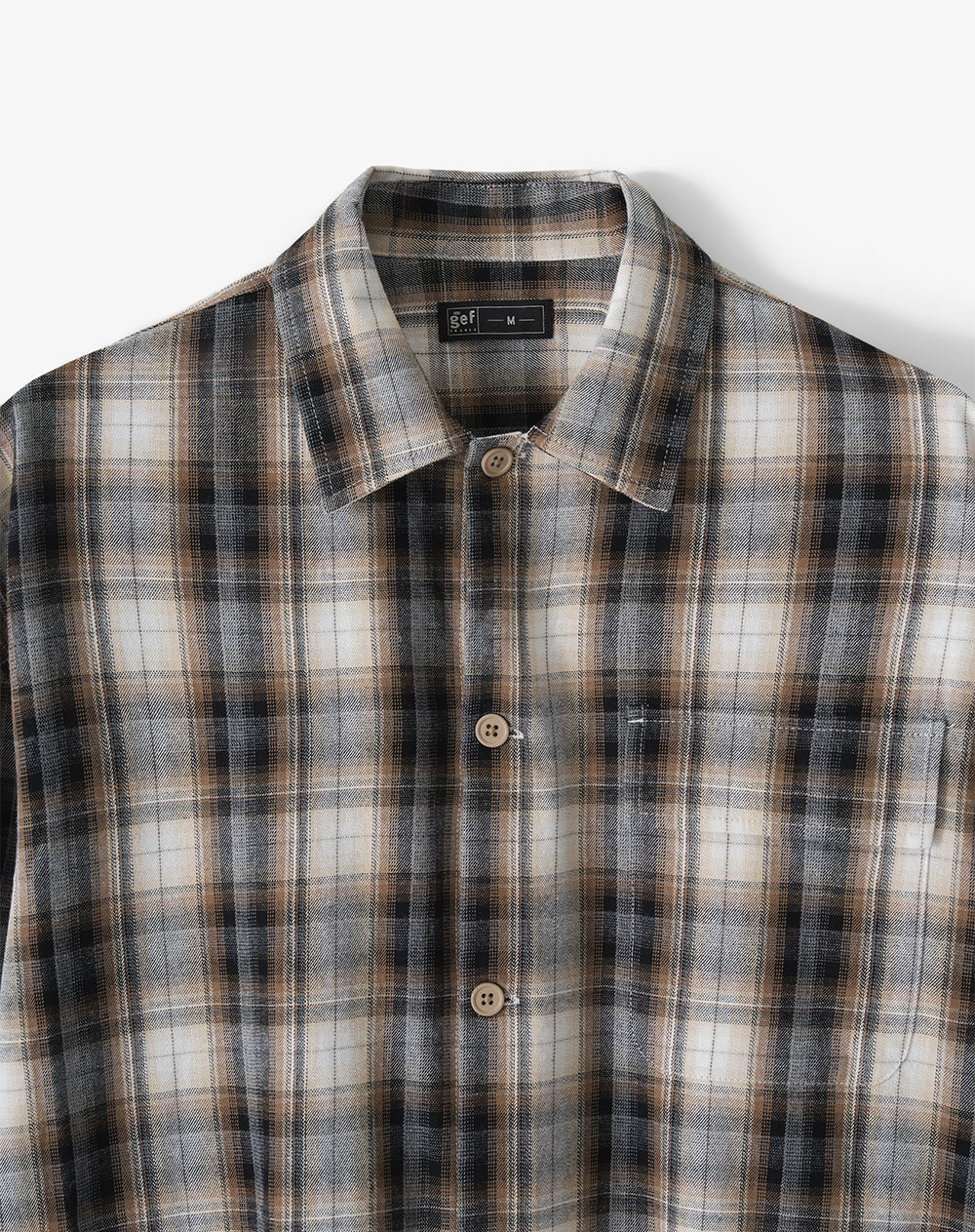Camisa oversize habano cuadros hombre