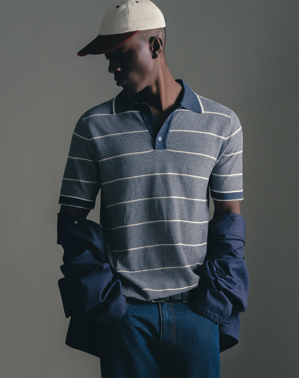 Polo regular algodón azul rayas hombre