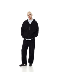 Jean oversized fit tiro medio denim negro