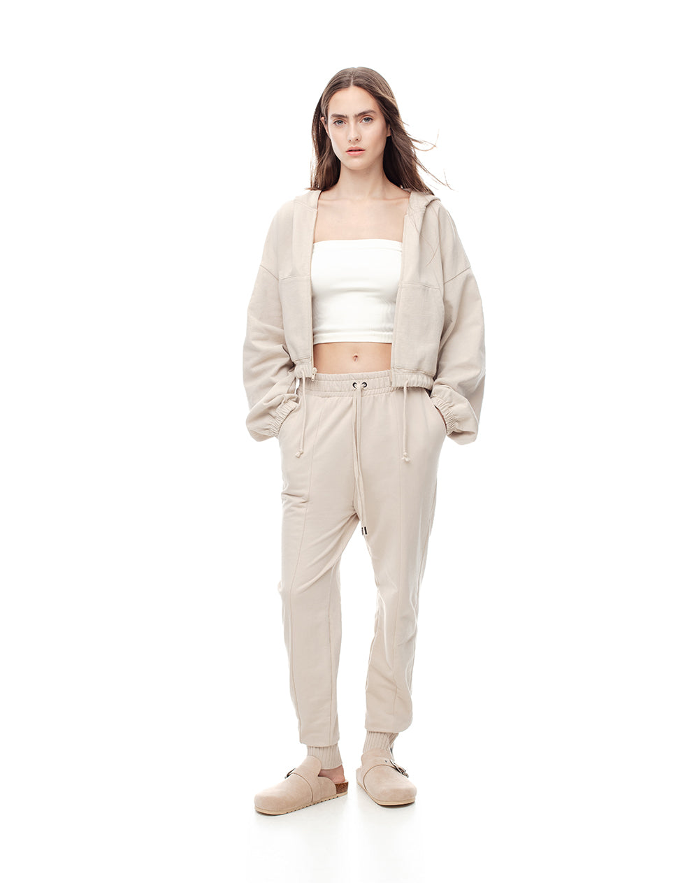 Jogger tiro medio algodón arena+ mujer