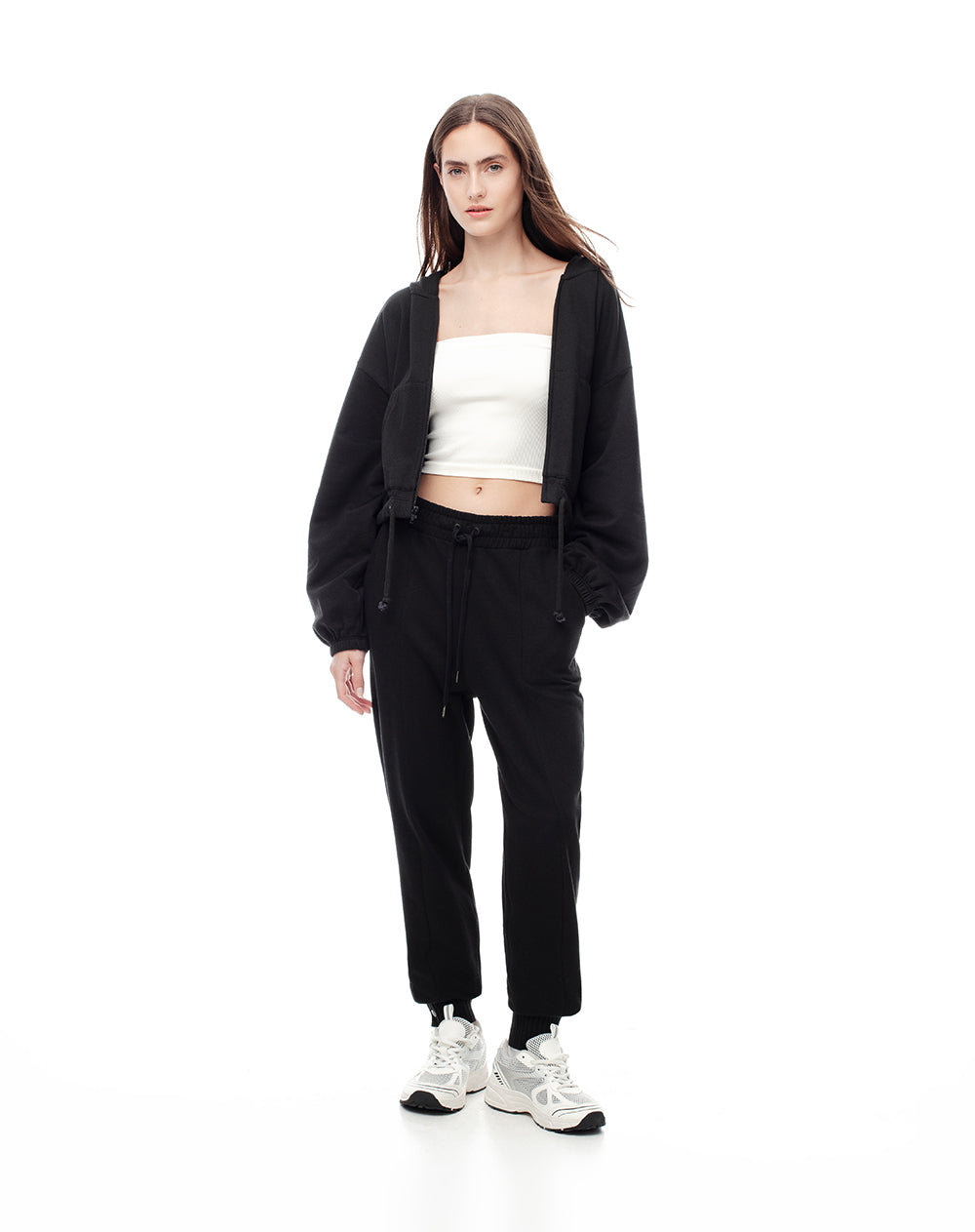 Jogger tiro medio algodón negro mujer