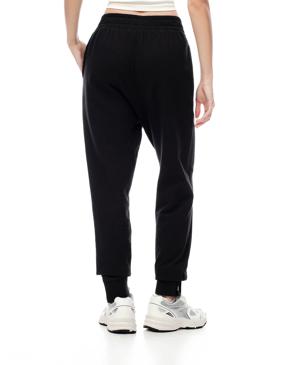 Jogger tiro medio algodón negro mujer