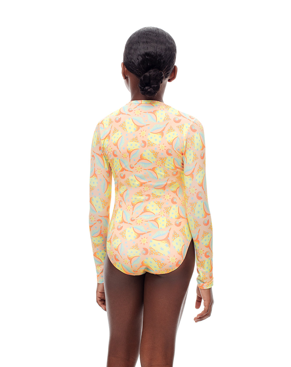 Vestido de baño manga larga estampado niña